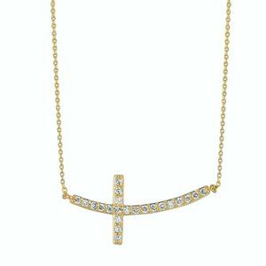 0.50 Carat Natural Diamond Cross Pendant Necklace